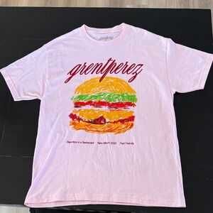 Grent Perez pink cheeseburger shirt size Large